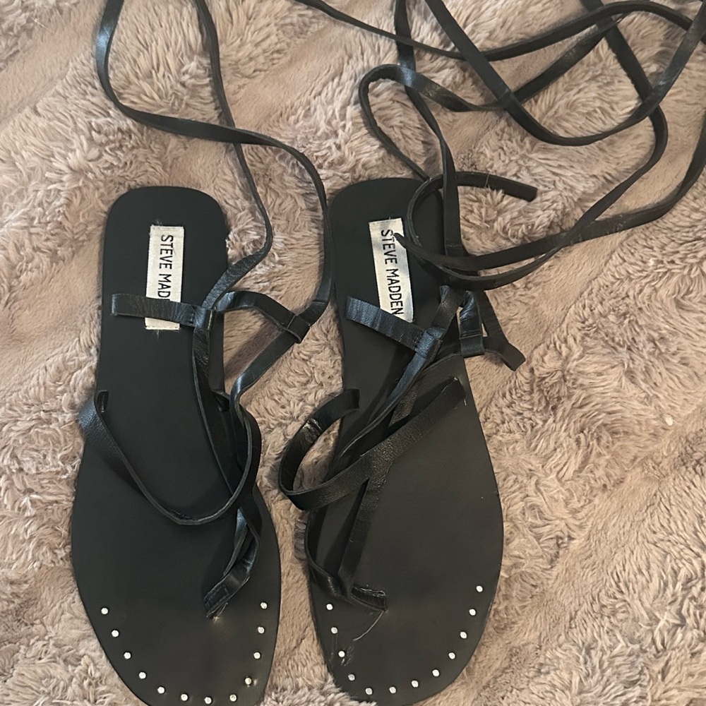 Steve Madden Black Lace-Up Sandals